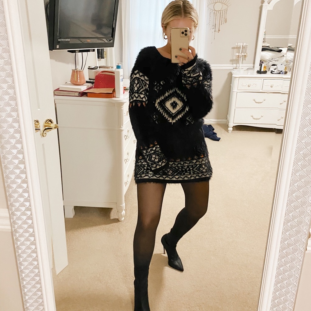Fuzzy sweater dress